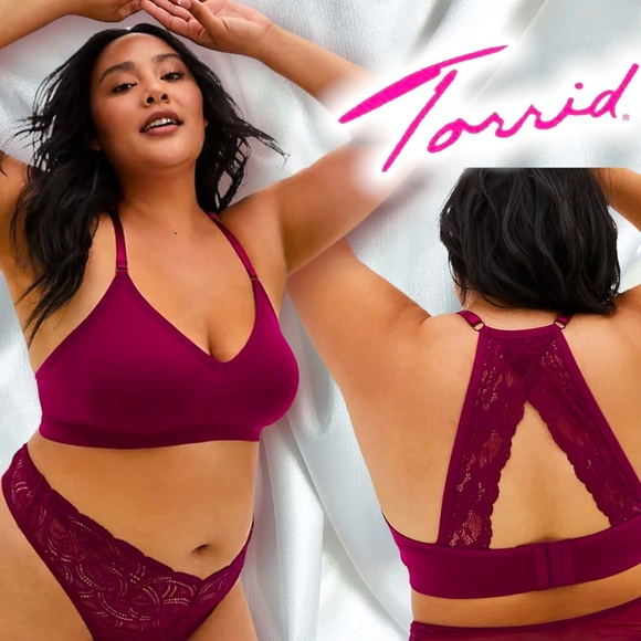 torrid Other - TORRID BERRY PINK DEEP V RACERBACK LIGHTLY PADDED SEAMLESS BRALETTE NEW